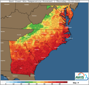 Cover photo for AWIS Weather Forecast: Frost Risk April 22-23